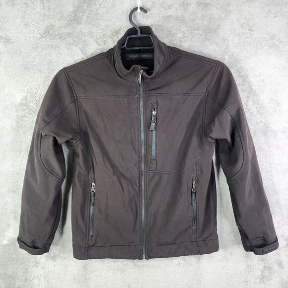 Mens Black Weatherproof Softshell Jacket Full Zip Mock Neck Pockets Stretch M - Picture 2 of 11